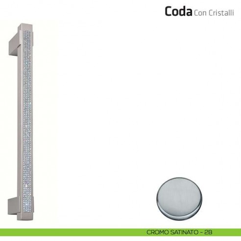 Maniglione per porta Coda con cristalli Comit accoppiato 280 mm cromo satinato