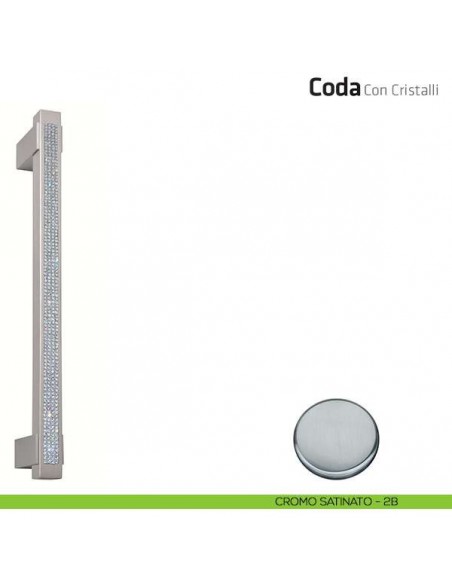 Maniglione per porta Coda con cristalli Comit singolo 340 mm cromo satinato