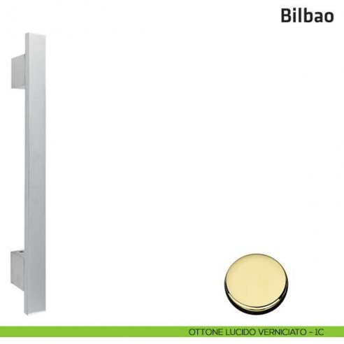 Maniglione per porta Bilbao Comit accoppiato 440 mm ottone lucido verniciato