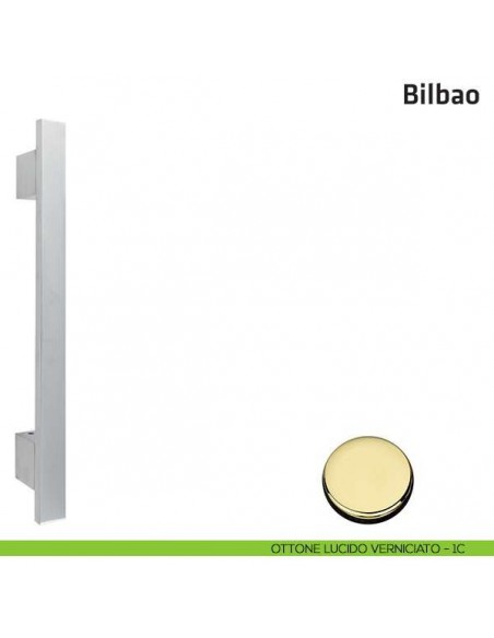 Maniglione per porta Bilbao Comit accoppiato 440 mm ottone lucido verniciato