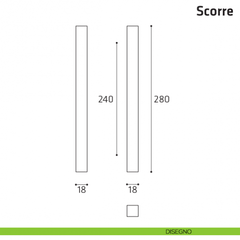 Maniglione per porta in vetro Scorre Comit accoppiato 340 mm disegno