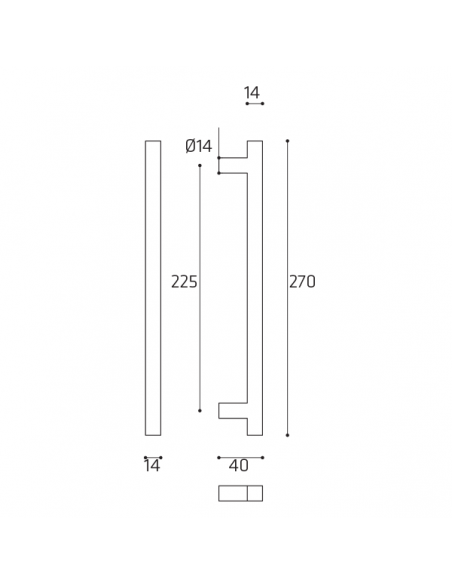 Maniglione per porta Slide Comit accoppiato 270 mm disegno