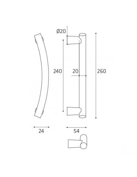Maniglione per porta Galaxy Comit singolo 260 mm disegno