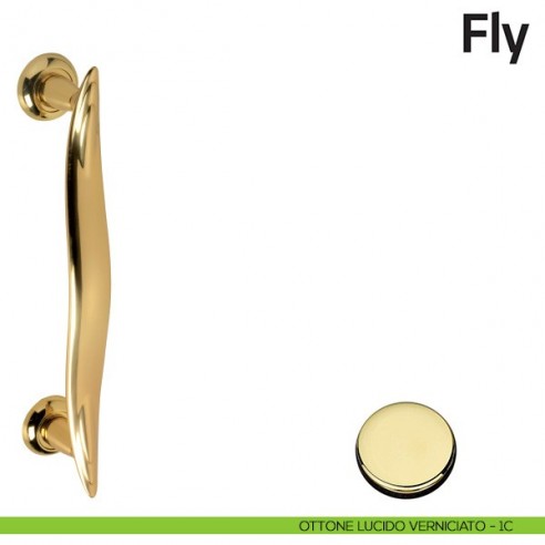 Maniglione per porta Fly Comit accoppiato 375 mm ottone lucido verniciato