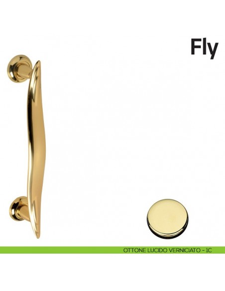 Maniglione per porta Fly Comit accoppiato 375 mm ottone lucido verniciato