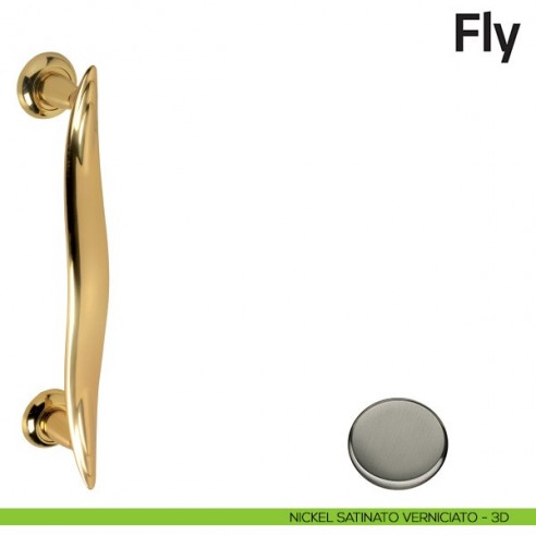 Maniglione per porta Fly Comit accoppiato 375 mm nickel satinato verniciato