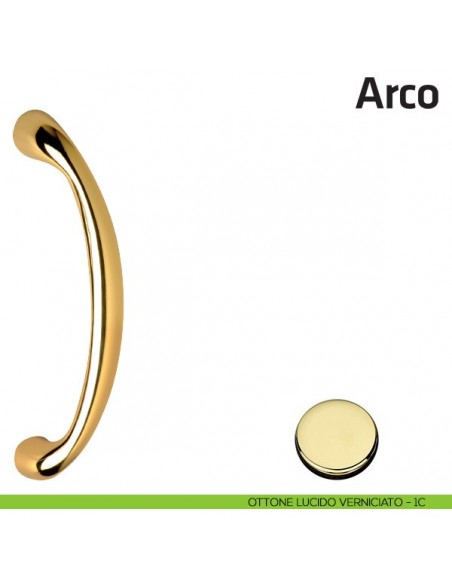 Maniglione per porta Arco Comit singolo 228 mm ottone lucido verniciato