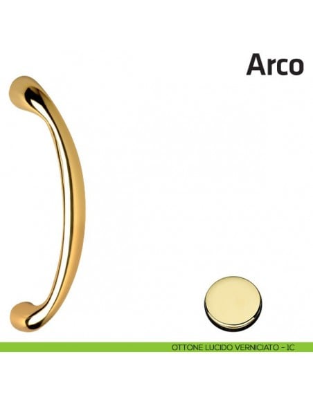 Maniglione per porta Arco Comit accoppiato 228 mm ottone lucido verniciato