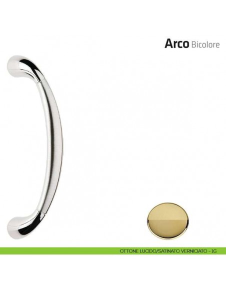 Maniglione per porta Arco Bicolore Comit singolo 228 mm ottone lucido/satinato verniciato