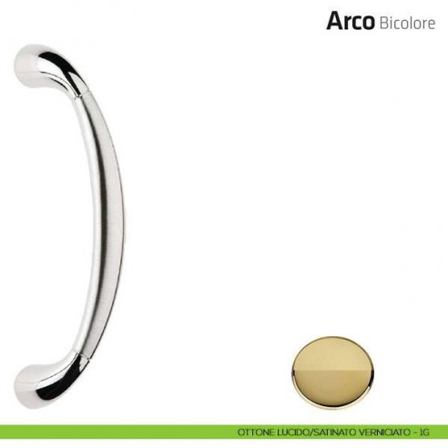 Maniglione per porta Arco Bicolore Comit accoppiato 228 mm ottone lucido/satinato verniciato