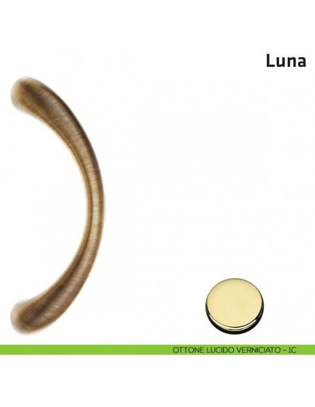 Maniglione per porta Luna Comit accoppiato 245 mm senza rosette ottone lucido verniciato