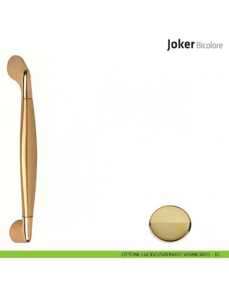 Maniglione per porta Joker Bicolore Comit singolo 230 mm ottone lucido/satinato verniciato