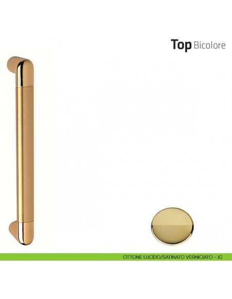 Maniglione per porta Top Bicolore Comit singolo 242 mm ottone lucido/satinato verniciato