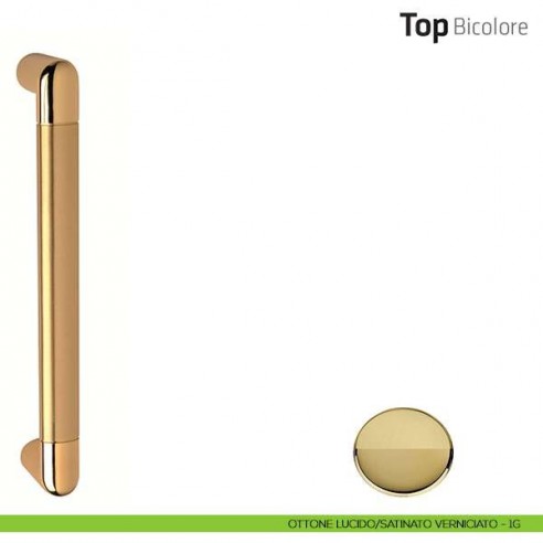 Maniglione per porta Top Bicolore Comit accoppiato 242 mm ottone lucido/satinato verniciato