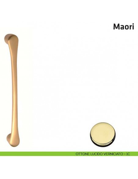 Maniglione per porta Maori Comit accoppiato 220 mm ottone lucido verniciato