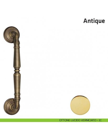 Maniglione per porta Antique Comit singolo 265 mm ottone lucido verniciato