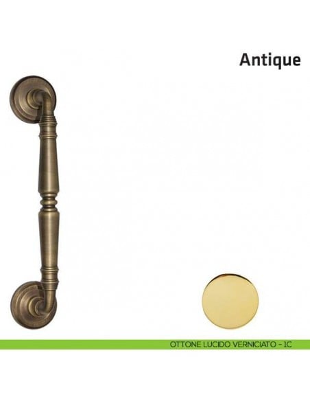 Maniglione per porta Antique Comit accoppiato 265 mm ottone lucido verniciato