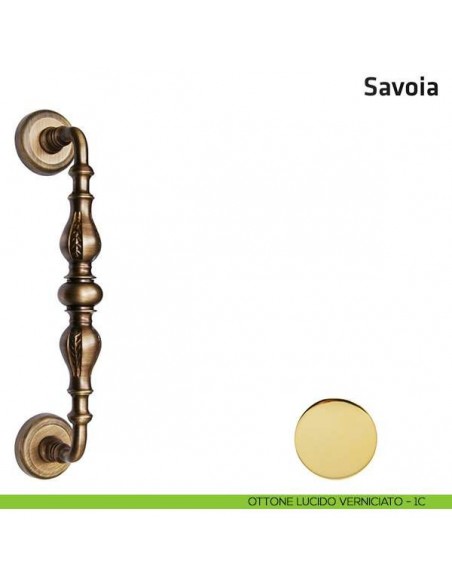 Maniglione per porta Savoia Comit singolo 280 mm ottone lucido verniciato