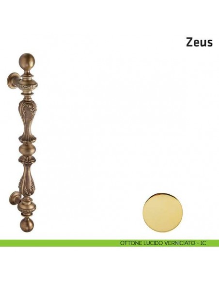 Maniglione per porta Zeus Comit singolo 640 mm ottone lucido verniciato