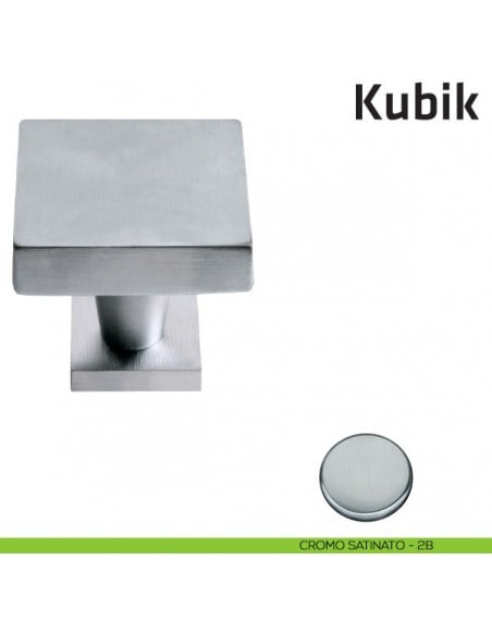 Pomolo fisso per porta Kubik Comit 60x60 mm cromo satinato