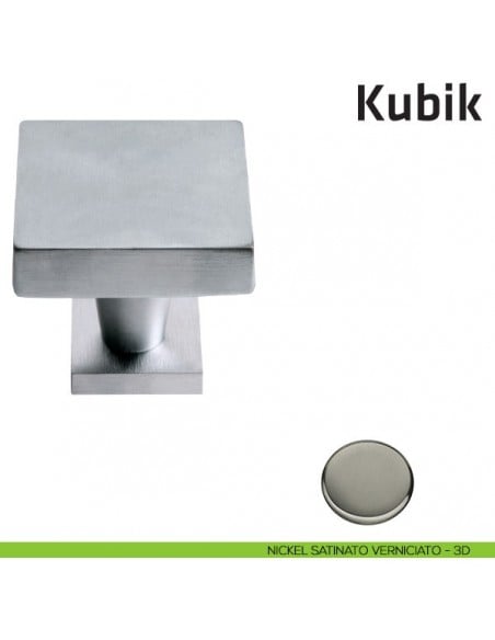 Pomolo fisso per porta Kubik Comit 60x60 mm nickel satinato