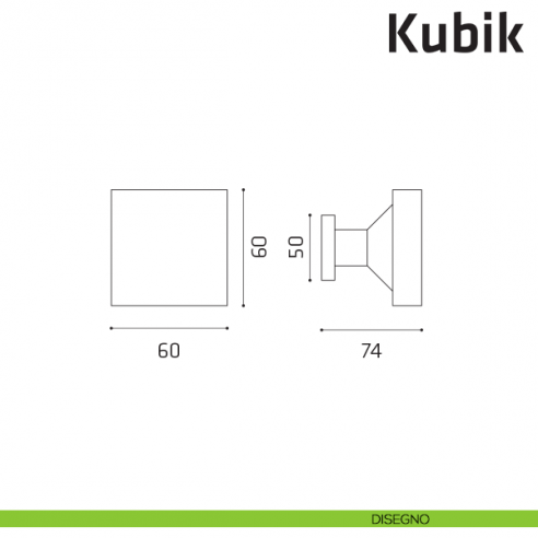 Pomolo fisso per porta Kubik Comit 60x60 mm disegno