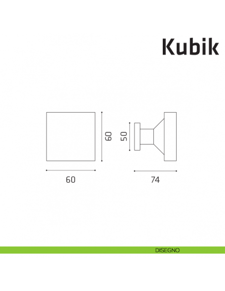 Pomolo girevole per porta Kubik Comit 60x60 mm disegno