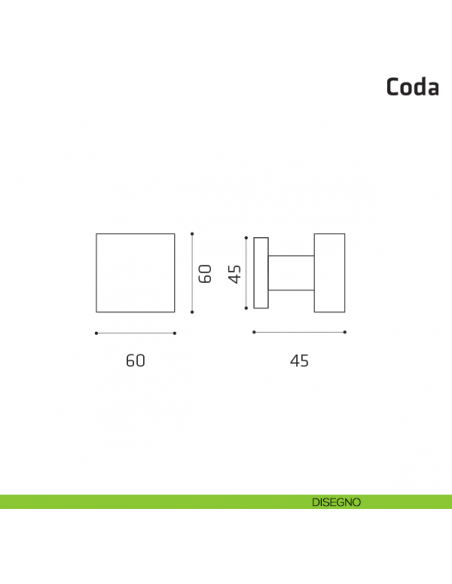 Pomolo fisso per porta Coda Comit 60x60 mm disegno