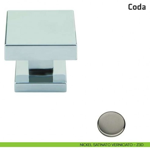 Pomolo fisso per porta Coda Comit 60x60 mm nickel satinato verniciato