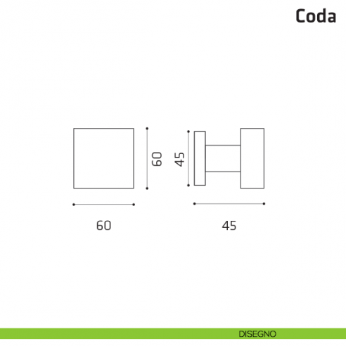 Pomolo girevole per porta Coda Comit 60x60 mm disegno