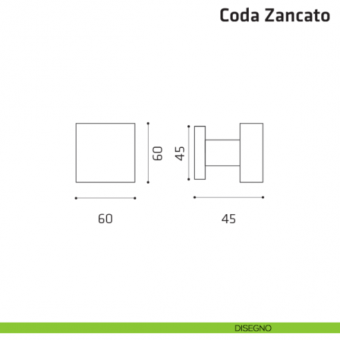 Pomolo fisso per porta Coda Zancato Comit 60x60 mm disegno
