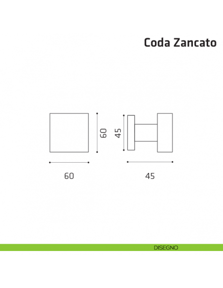 Pomolo girevole per porta Coda Zancato Comit 60x60 mm disegno