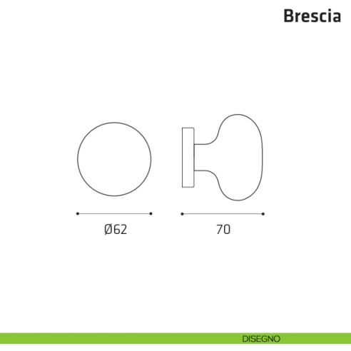 Pomolo fisso per porta Brescia Comit diametro 60 mm disegno