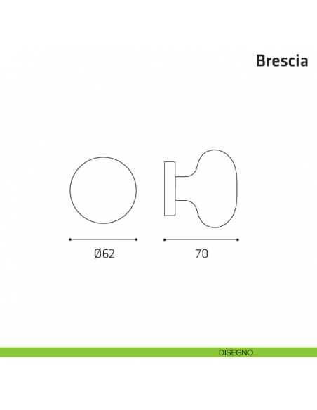 Pomolo fisso per porta Brescia Comit diametro 60 mm disegno