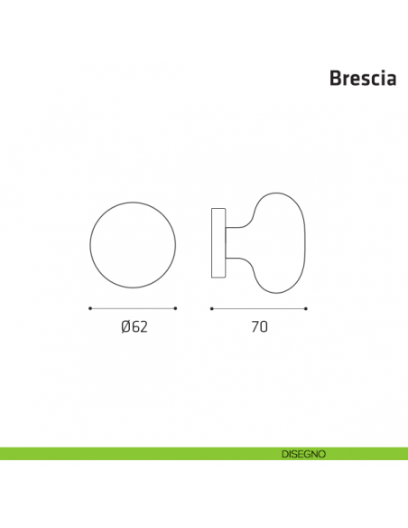 Pomolo girevole per porta Brescia Comit diametro 60 mm disegno