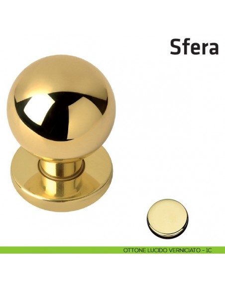Pomolo girevole per porta Sfera Comit diametro 50 mm ottone lucido verniciato