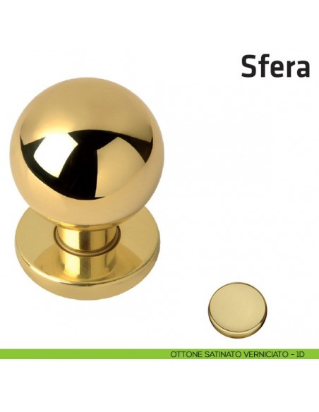 Pomolo girevole per porta Sfera Comit diametro 50 mm ottone satinato verniciato