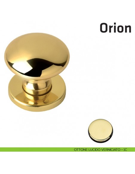 Pomolo fisso per porta Orion Comit diametro 50 mm ottone lucido verniciato