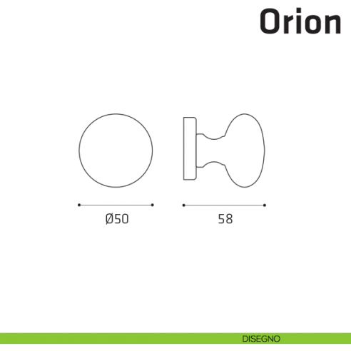 Pomolo fisso per porta Orion Comit diametro 50 mm disegno