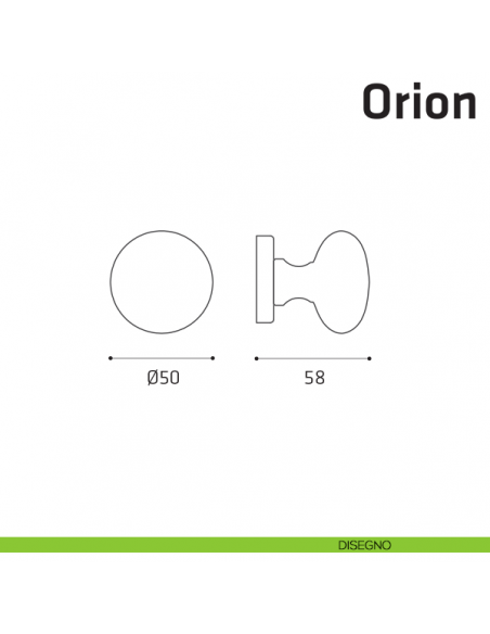 Pomolo girevole per porta Orion Comit diametro 50 mm disegno