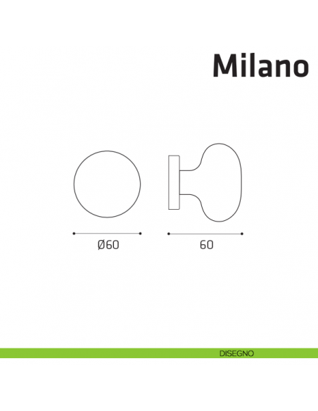Pomolo fisso per porta Milano Comit diametro 60 mm disegno
