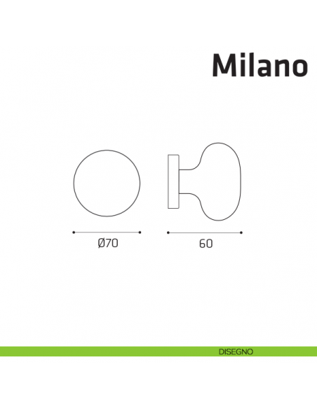 Pomolo fisso per porta Milano Comit diametro 70 mm disegno