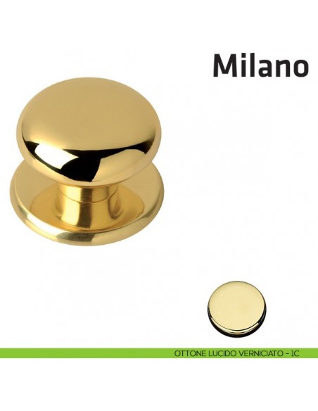 Pomolo fisso per porta Milano Comit diametro 80 mm ottone lucido verniciato