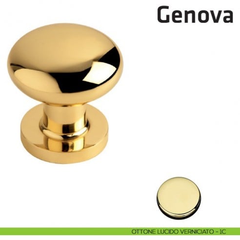 Pomolo fisso per porta Genova Comit diametro 65 mm ottone lucido verniciato