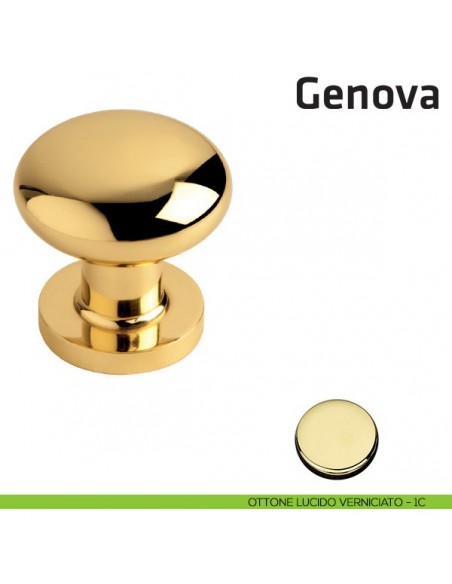Pomolo fisso per porta Genova Comit diametro 65 mm ottone lucido verniciato