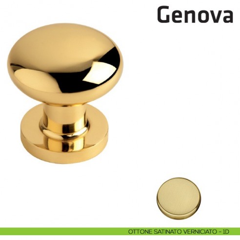 Pomolo fisso per porta Genova Comit diametro 65 mm ottone satinato verniciato