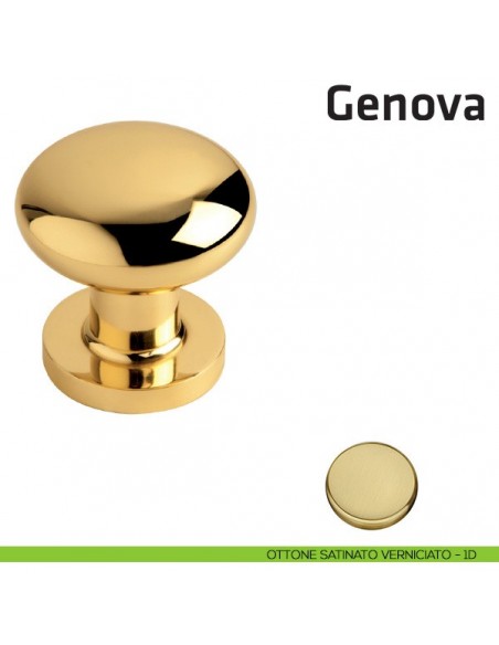 Pomolo fisso per porta Genova Comit diametro 65 mm ottone satinato verniciato