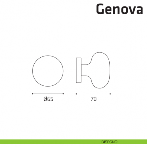 Pomolo fisso per porta Genova Comit diametro 65 mm disegno