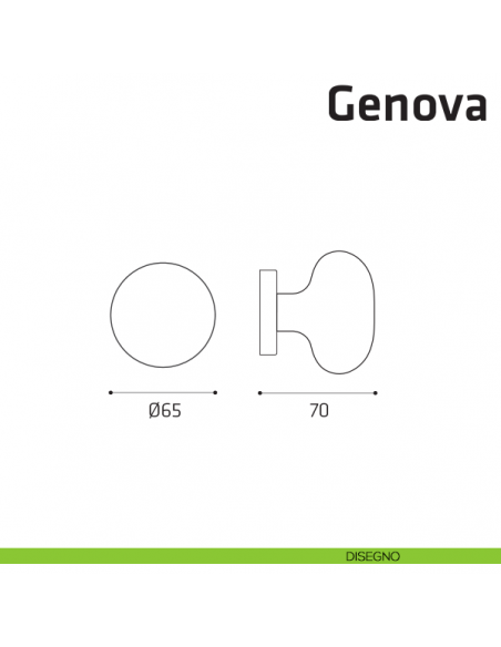 Pomolo fisso per porta Genova Comit diametro 65 mm disegno