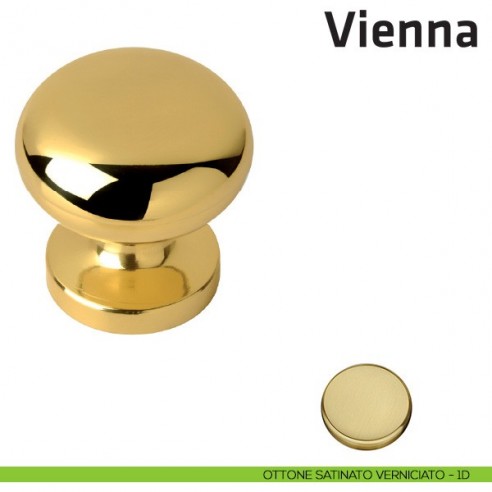 Pomolo fisso per porta Vienna Comit diametro 64 mm ottone satinato verniciato